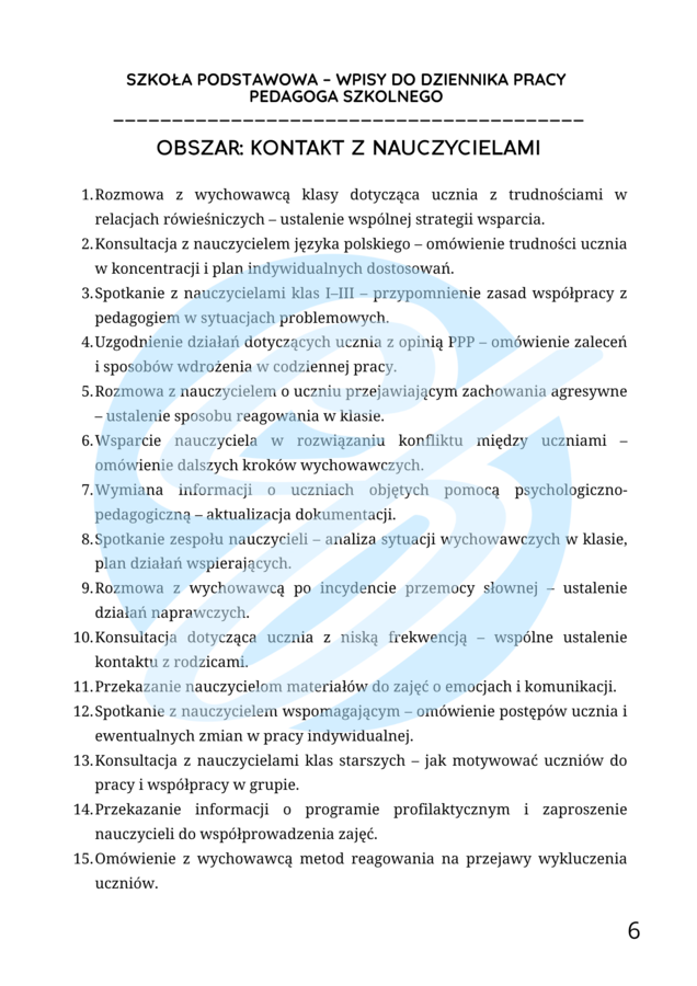 Pedagog szkolny – przykładowe wpisy do dziennika szkoła podstawowa