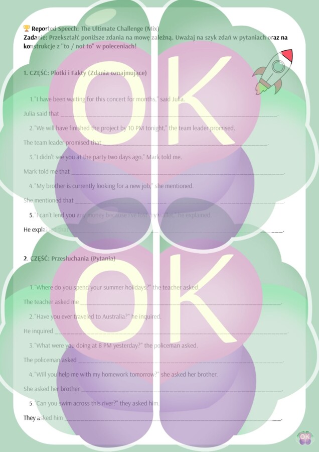 Mowa zależna w języku angielskim – kompleksowy materiał dydaktyczny