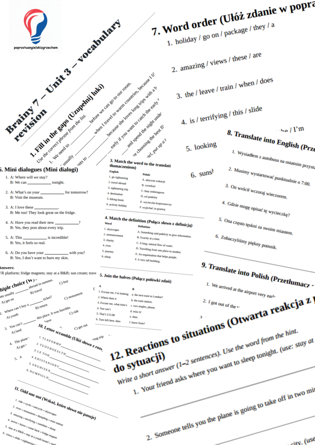 Brainy 7 – Unit 3 – vocabulary revision