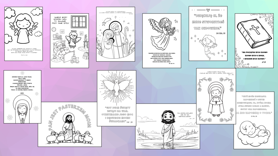 Kolorowanki Religijne| dla Nauczycieli, Katechetów/ 18 różnorodnych wzorów/18 kolorowanek/CYTATY PISMO ŚWIĘTE, MODLITWA