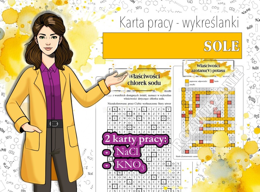 Klasa 8. Chemia. Sole. Wykreślanki.