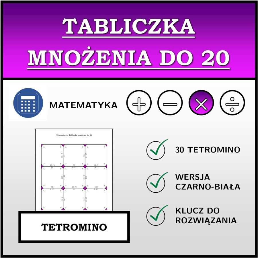 Tetromino - Tabliczka mnożenia do 20 | matematyka