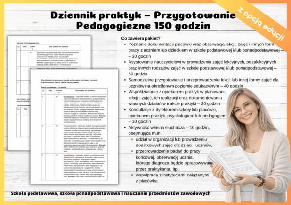 Dziennik praktyk Przygotowanie Pedagogiczne 150 h
