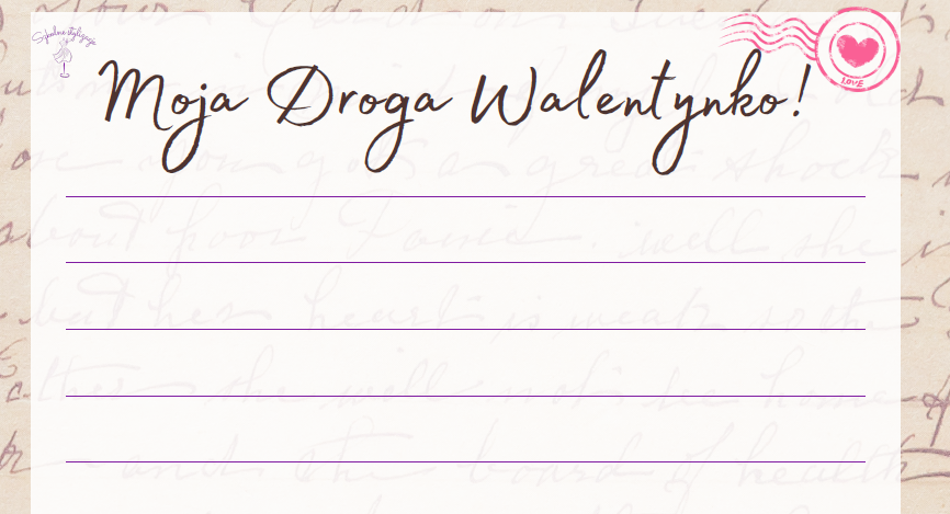 Walentynki - list, 4 wersje, miłość