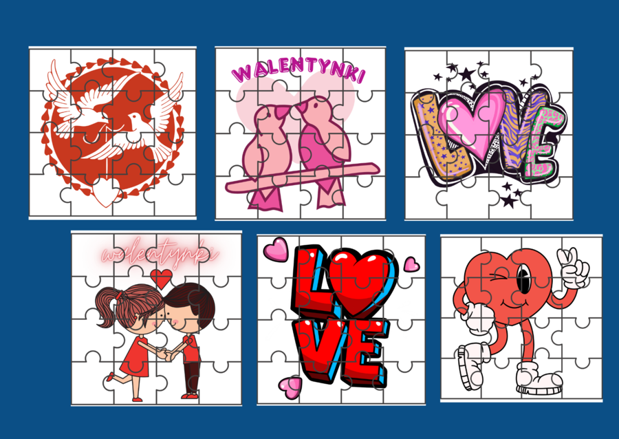 WALENTYNKI - PUZZLE – 16 obrazków