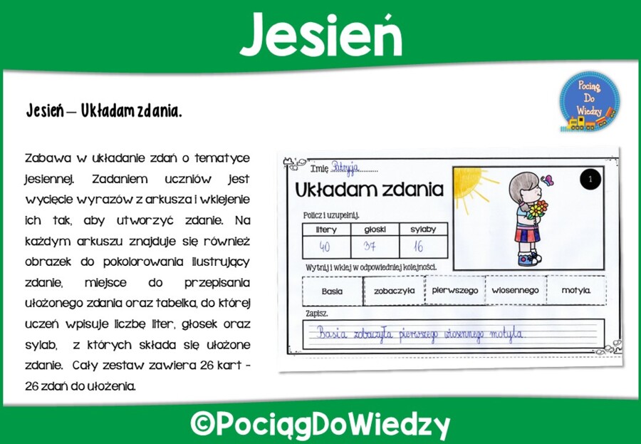 Jesień - Układam zdania