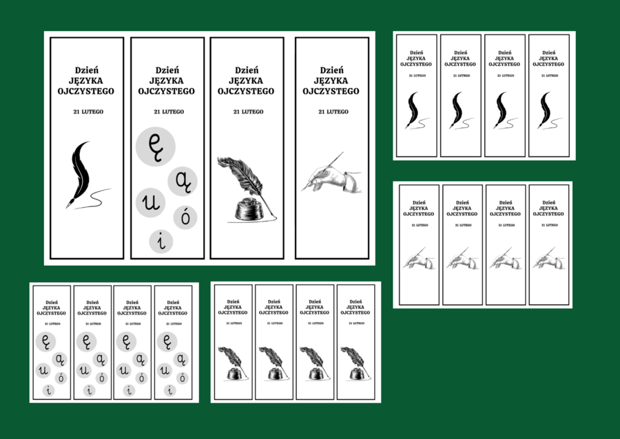DZIEŃ JĘZYKA OJCZYSTEGO – zakładki do książek – zakładka – czarno-biała - wersja 4