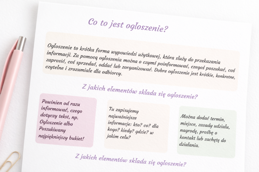 Ogłoszenie: poszukiwany najpiękniejszy bukiet [Karta pracy]