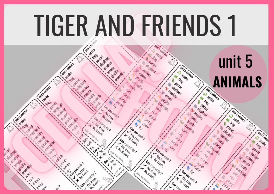 Tiger and Friends 1 unit 5 ANIMALS- zakładki do książki