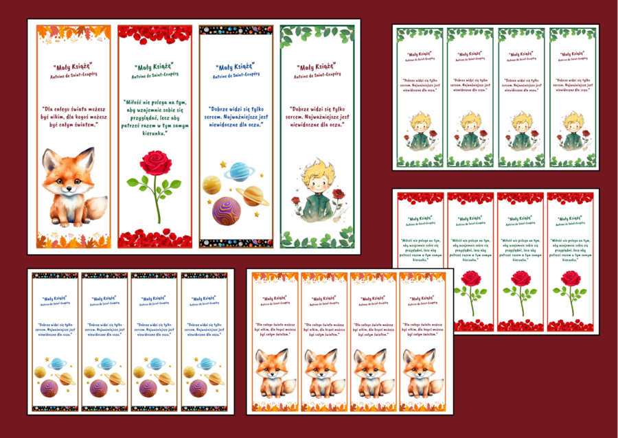 MAŁY KSIĄŻĘ – zakładki do książek – zakładka - cytaty - 4 wersje