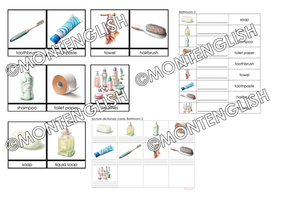 Zestaw kart obrazkowych: IN THE BATHROOM SET 2