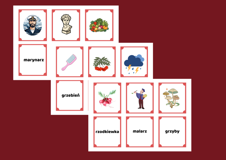 ORTOGRAFIA - wyrazy z "RZ" - memory - 30 szt.