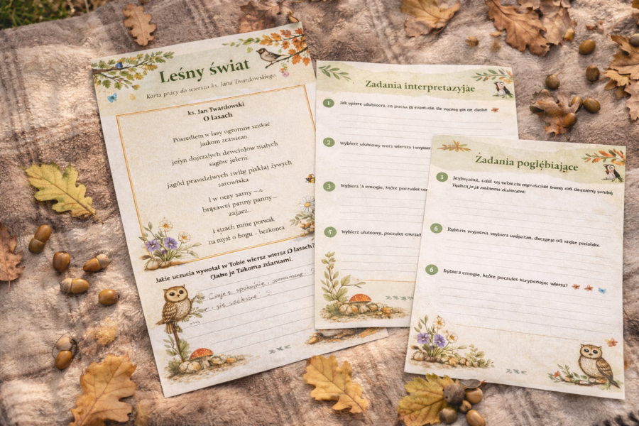 Leśny świat – karta pracy do wiersza ks. Twardowskiego