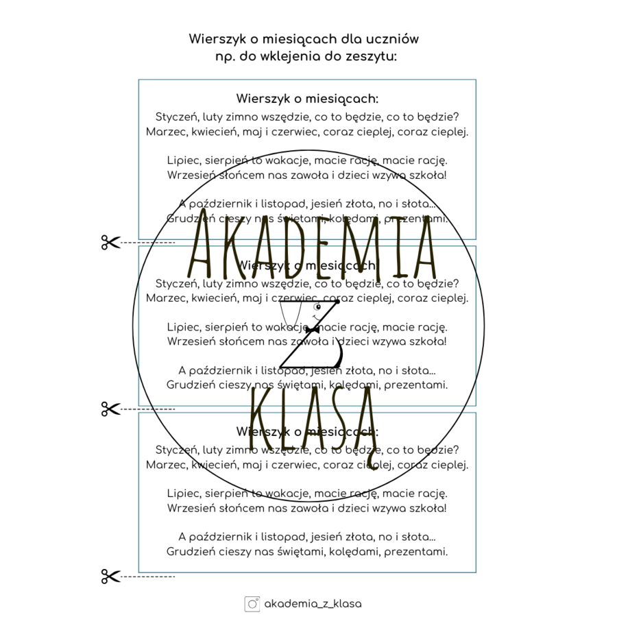 KALENDARZ KLASOWY NA CAŁY ROK SZKOLNY - DO POWIESZENIA NA TABLICY I CODZIENNEGO KORZYSTANIA