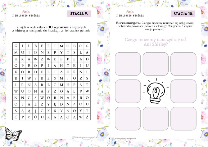 Ania z Zielonego Wzgórza. Stacje zadaniowe