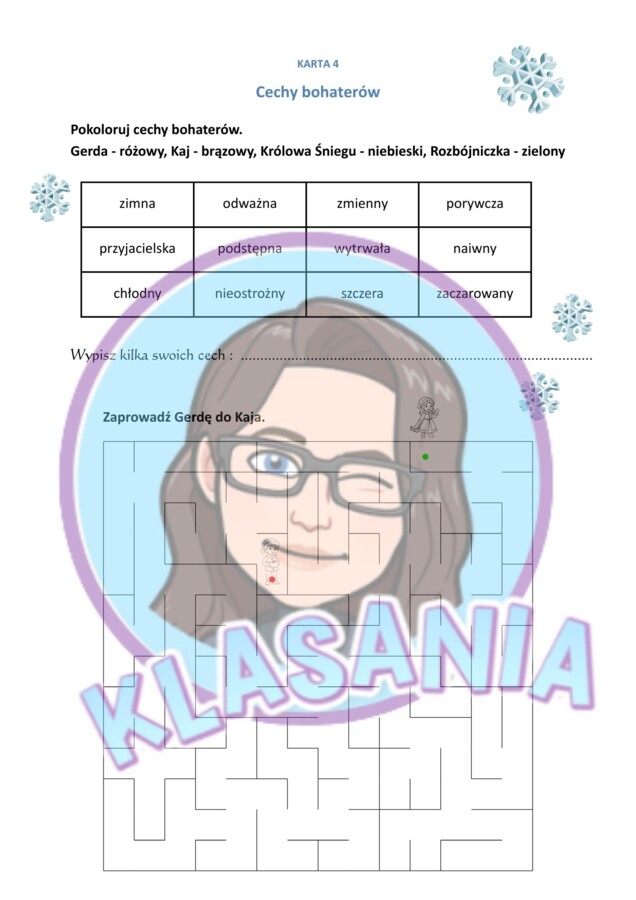 „KRÓLOWA ŚNIEGU” – KOMPLEKSOWY ZESTAW KART PRACY (KLASA 2–4)