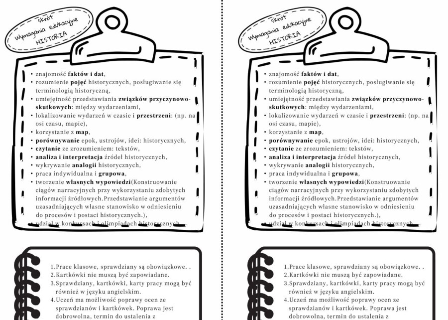 Wymagania edukacyjne - wklejka - Historia