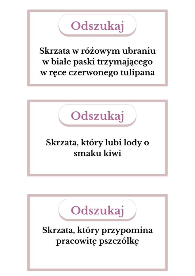Karty edukacyjne - odszukaj skrzata