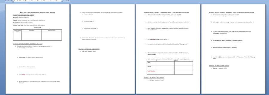 Gnój Wojciech Kuczok - karta pracy do lektury fragmentów