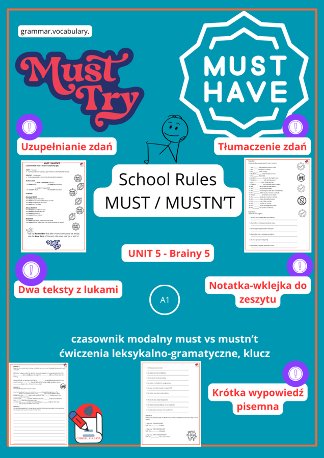 SCHOOL RULES-MUST-MUSTN'T-Klasa 5 Brainy-5-unit-6