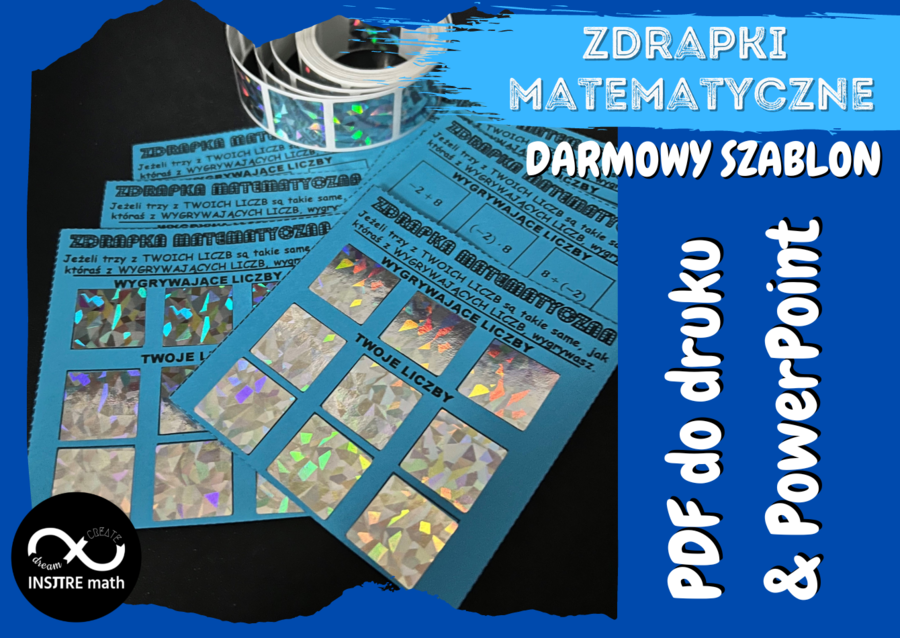 Darmowy szablon (edytowalny). Zdrapki matematyczne z liczb całkowitych:)