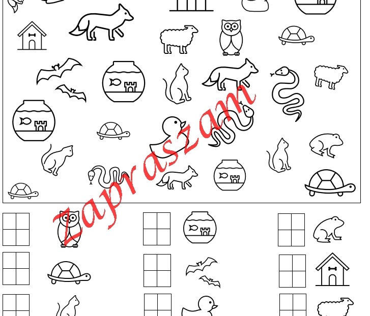 Znajdź i policz przedmioty. / zwierzęta