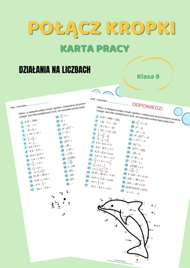 Połącz kropki w Dzień Kropki, Działania na liczbach.