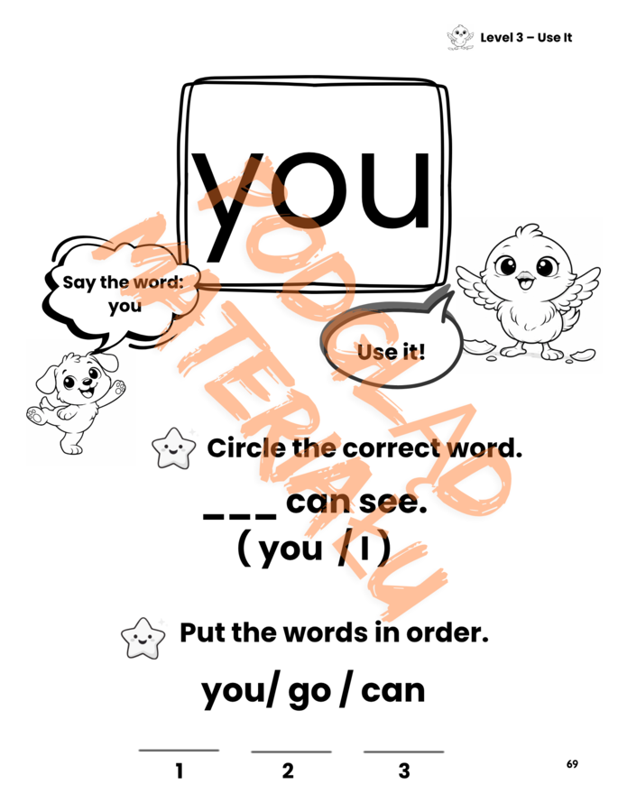 Dot & Read Level 1 – alfabet angielski i pierwsze sight words | 81 stron PDF | 3–7 lat