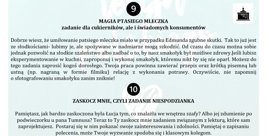 INTERDYSCYPLINARNE ZADANIA LEKTUROWE: MIKOŁAJEK, AKADEMIA PANA KLEKSA, OPOWIEŚCI Z NARNII