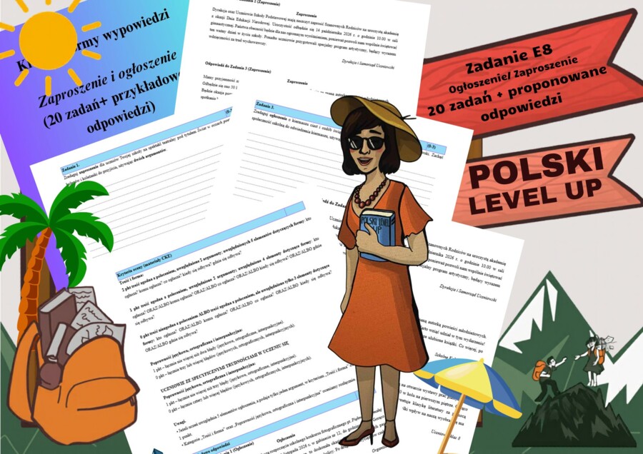 Zaproszenie i ogłoszenie_20 zadań+ proponowane odpowiedzi_Polski Level Up