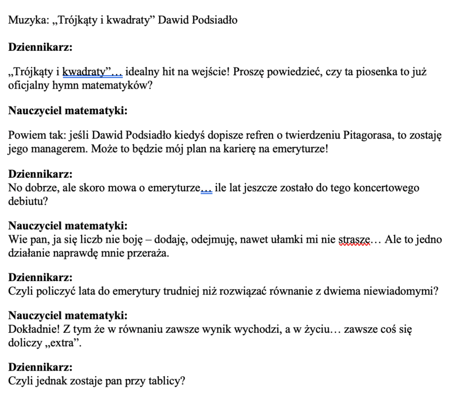 SCENARIUSZ DEN, SCENARIUSZ DNIA EDUKACJI NARODOWEJ, HUMORYSTYCZNY SCENARIUSZ DNIA EDUKACJI NARODOWEJ