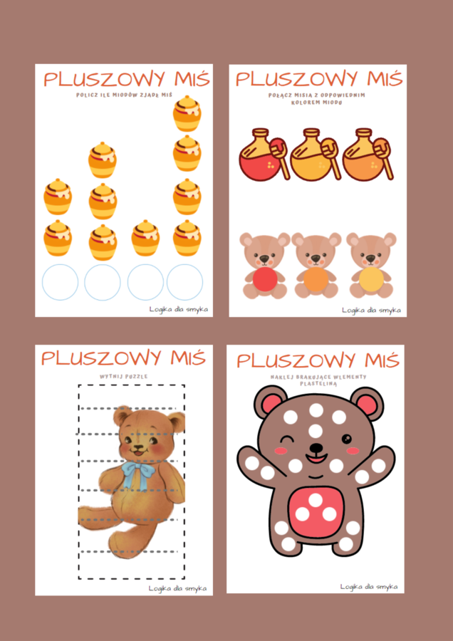 Pluszowy miś - kreatywne karty pracy