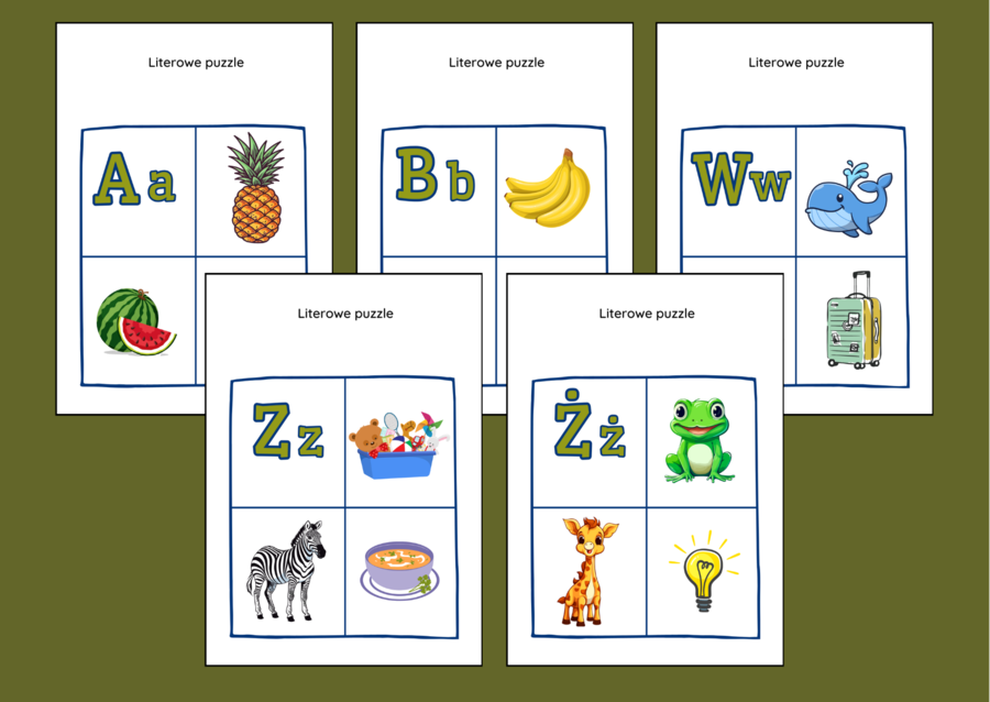 LITEROWE PUZZLE – alfabet – puzzle – układanka – przedszkole – świetlica – biblioteka -26 szt.