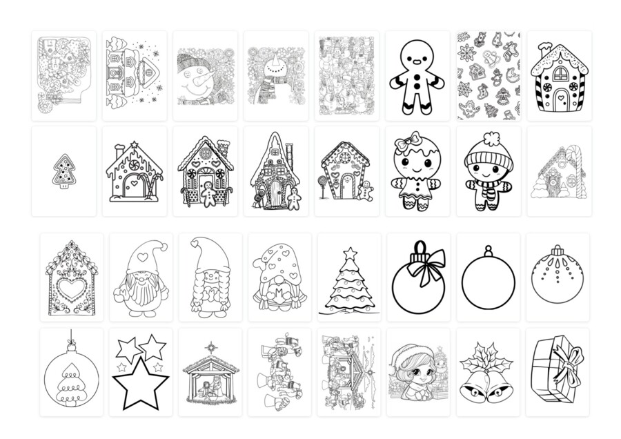 120 świątecznych/zimowych kolorowanek