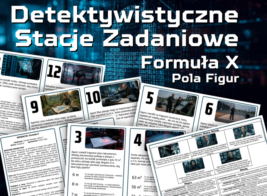 DETEKTYWISTYCZNE STACJE ZADANIOWE - Operacja "Formuła X" - Pola Figur - klasa 5