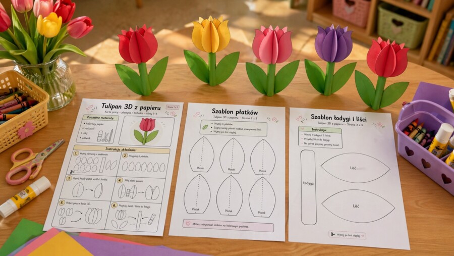 Tulipan 3D z papieru