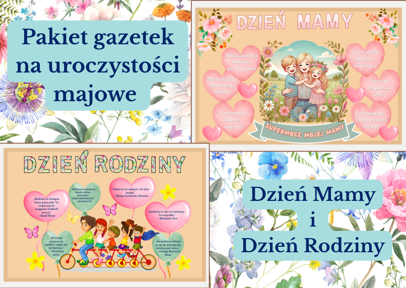 🌸 MEGAPAKIET: Gazetka na Dzień Mamy + Dzień Rodziny – aż 96 stron do druku! Aż 30% taniej! 🌼