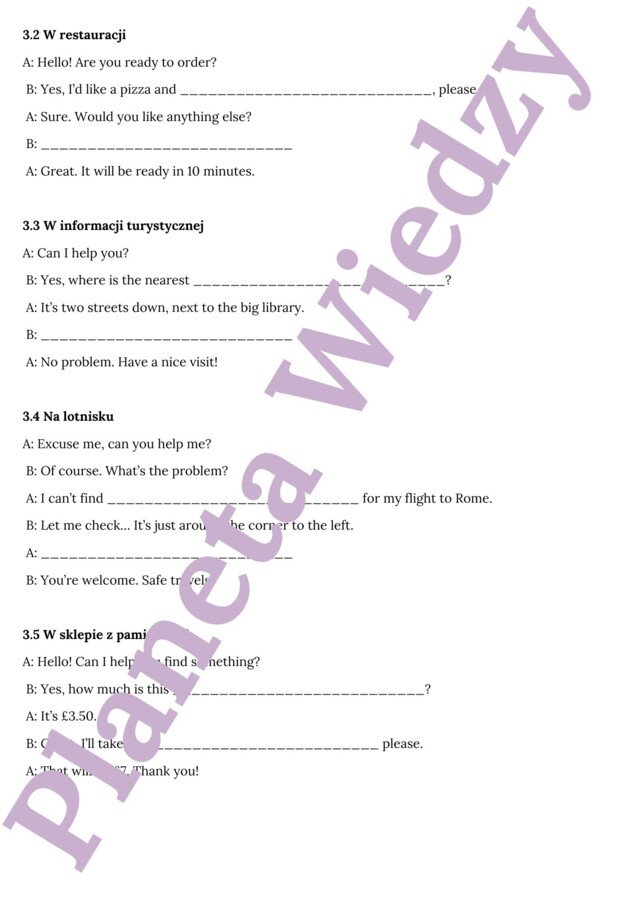 🌞WAKACYJNE REAKCJE JĘZYKOWE🌞- KARTA PRACY – SUMMER HOLIDAY - KLASY 4-8 SZKOŁY PODSTAWOWEJ- PRZYKŁADOWE DIALOGI NA WAKACJACH, NA LOTNISKU, W RESTAURACJI ITP., PYTANIA I SLOWNICTWO POTRZEBNE W PODRÓŻY, BUDOWANIE WŁASNYCH DIALOGÓW+ ODPOWIEDZI