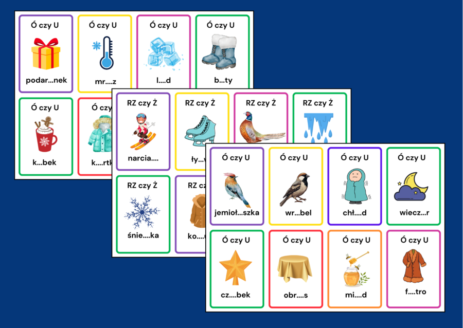 ZIMA - KARTY ORTOGRAFICZNE – 40 szt. – ortografia