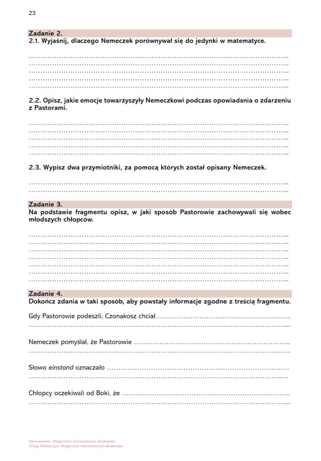 Karta pracy "Chłopcy z Placu Broni" - krytyczne czytanie