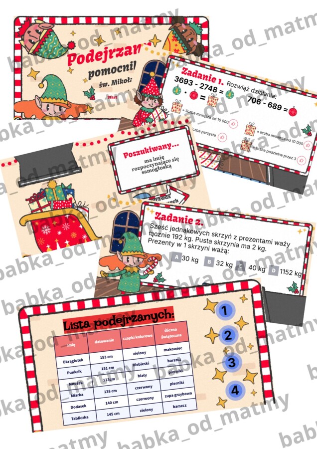 Podejrzany pomocnik św. Mikołaja - escape room dla klasy 4