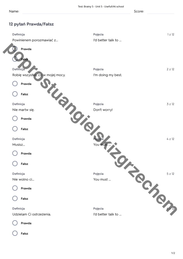 Brainy 5 - Unit 5 – testy