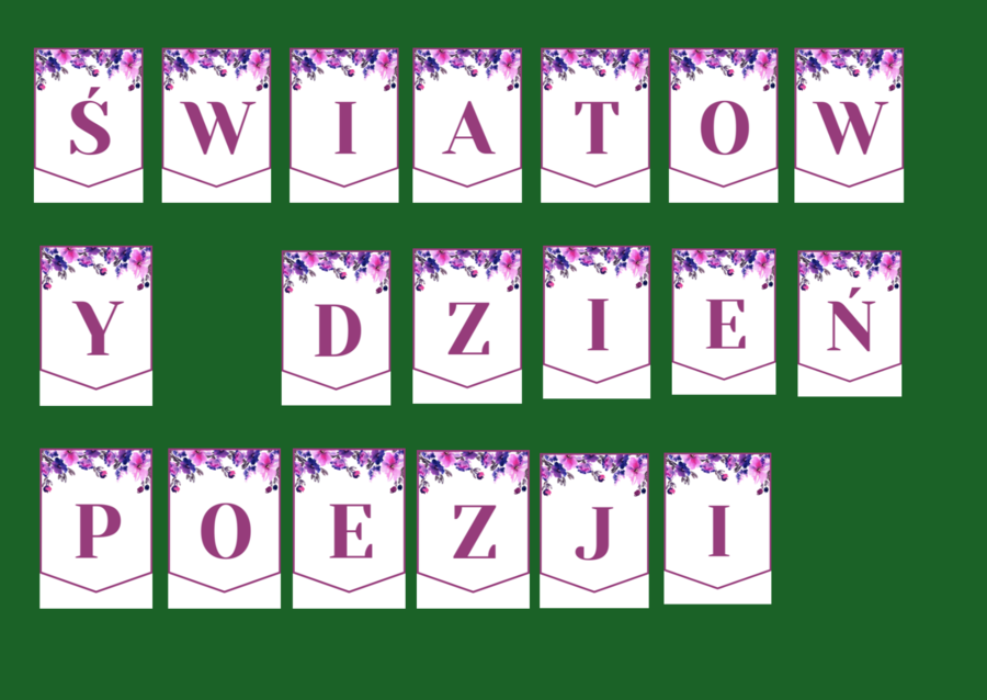 DZIEŃ POEZJI – girlanda – napis – gazetka – wersja 3