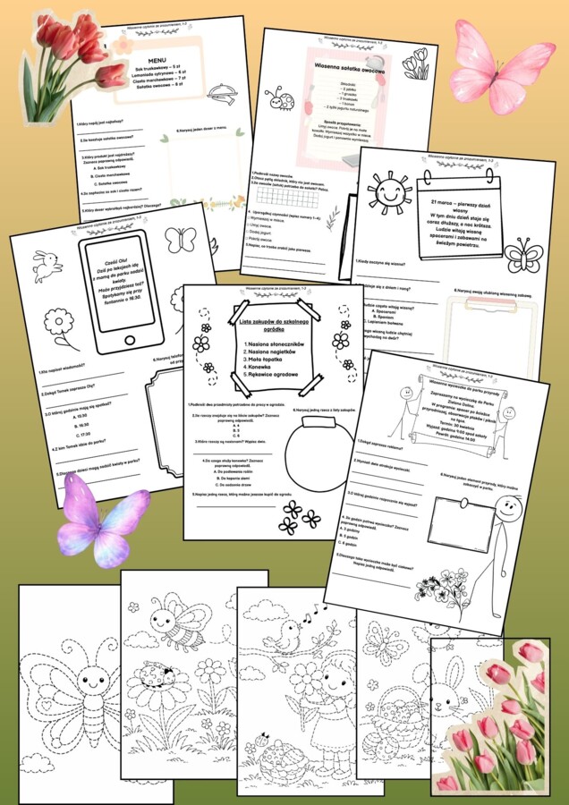 🌷 Wiosenny zestaw do czytania ze zrozumieniem – klasy 1–3🌷