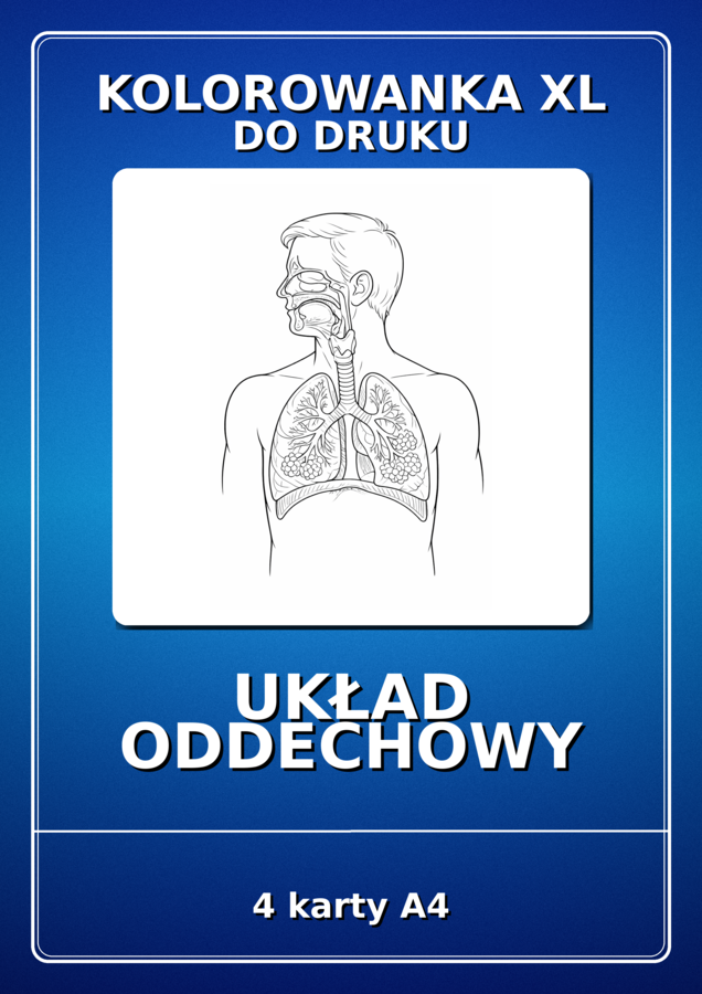 UKŁAD ODDECHOWY - plakat XL - kolorowanka - 4xA4 - miniatura A4