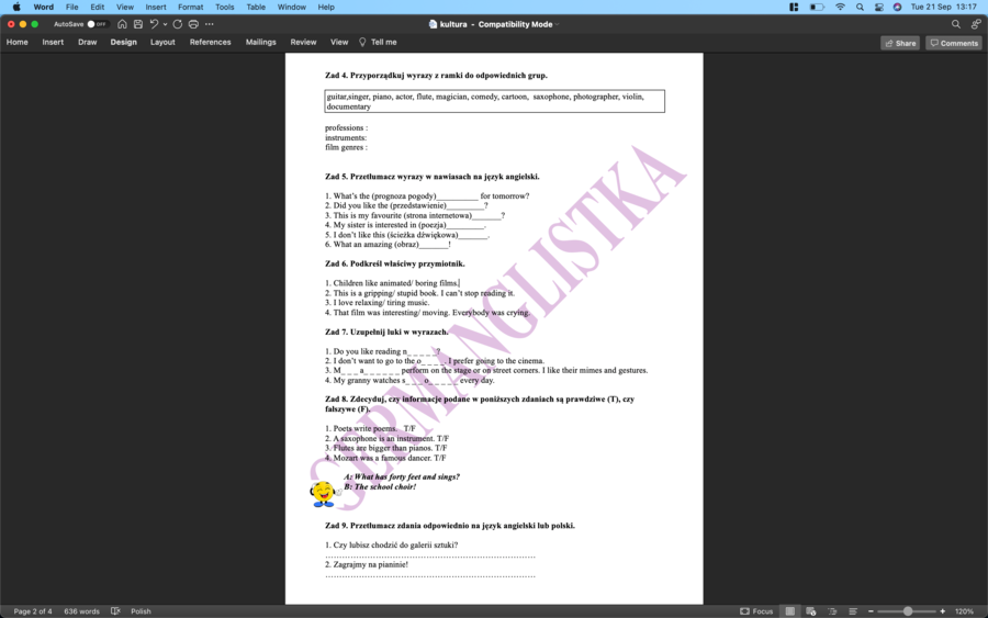Kultura- ćwiczenia powtórzeniowe dla ósmoklasistów i nie tylko
