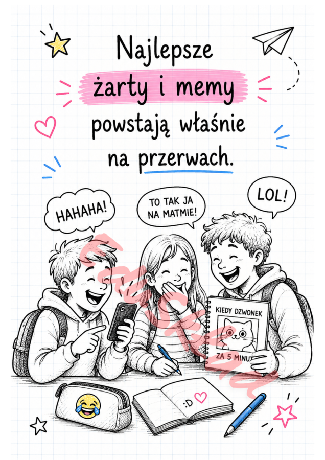📚 Dlaczego warto chodzić do szkoły? – gazetka szkolna w wersji rysunkowej
