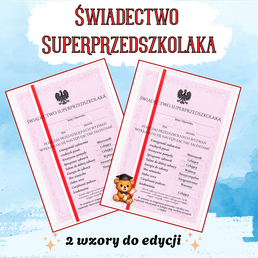 ŚWIADECTWO SUPERPRZEDSZKOLAKA