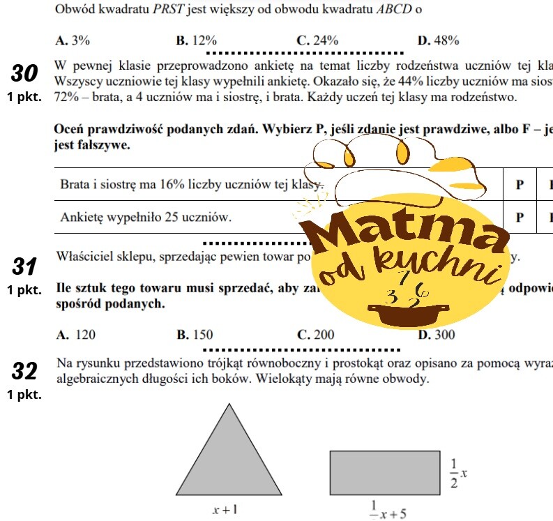 Egzamin ósmoklasisty  - typowe zadania