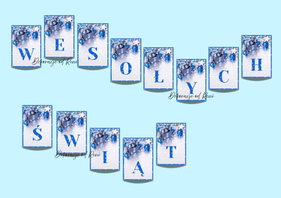 WESOŁYCH ŚWIĄT - girlanda wersja 2